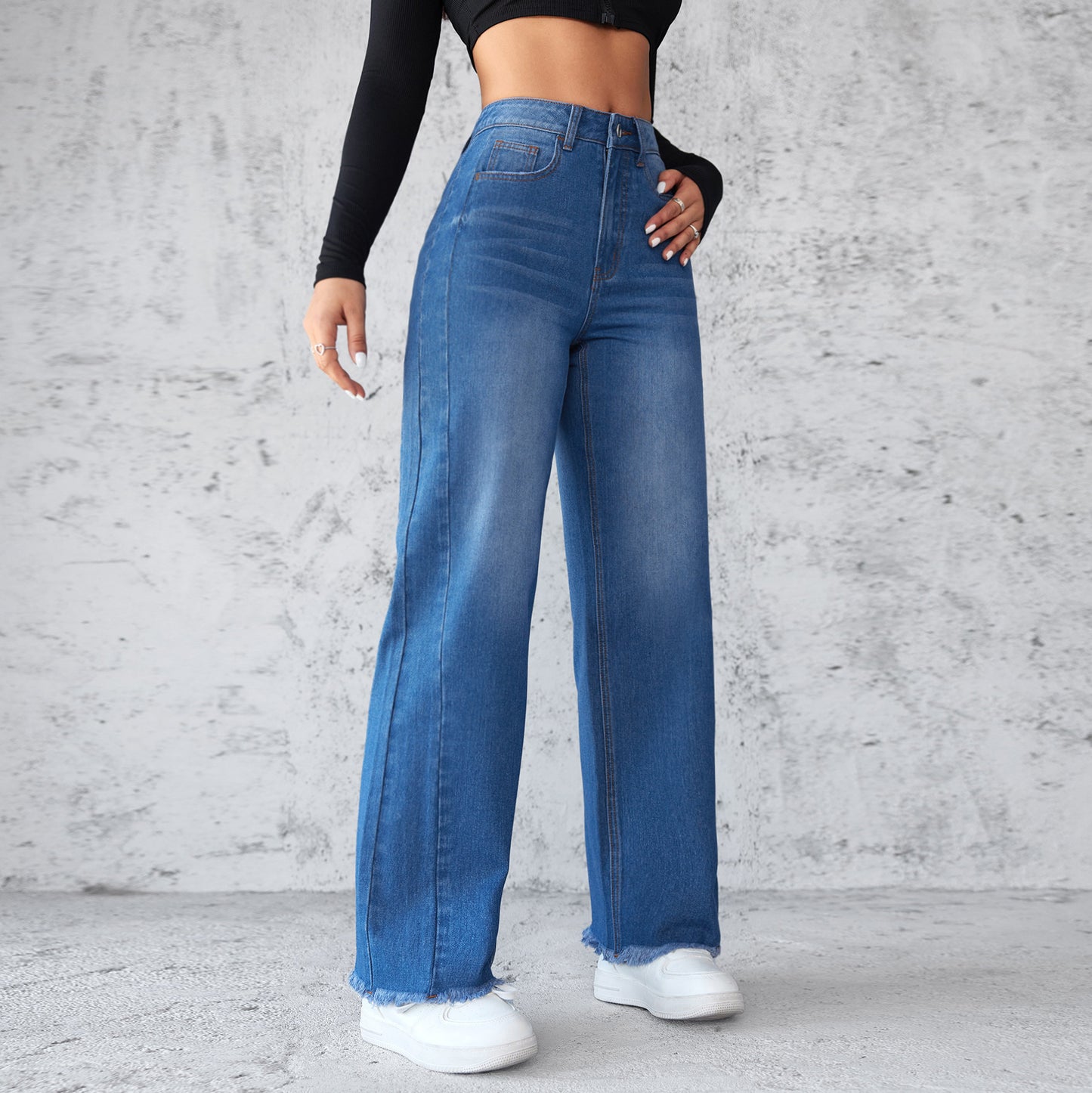 Straight Wide-leg Jeans High-waist