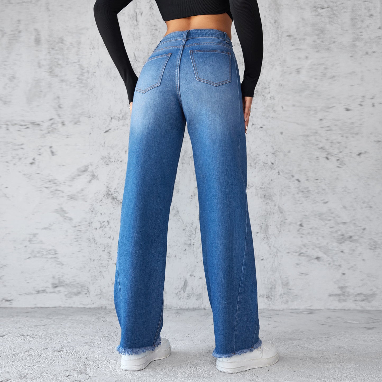 Straight Wide-leg Jeans High-waist