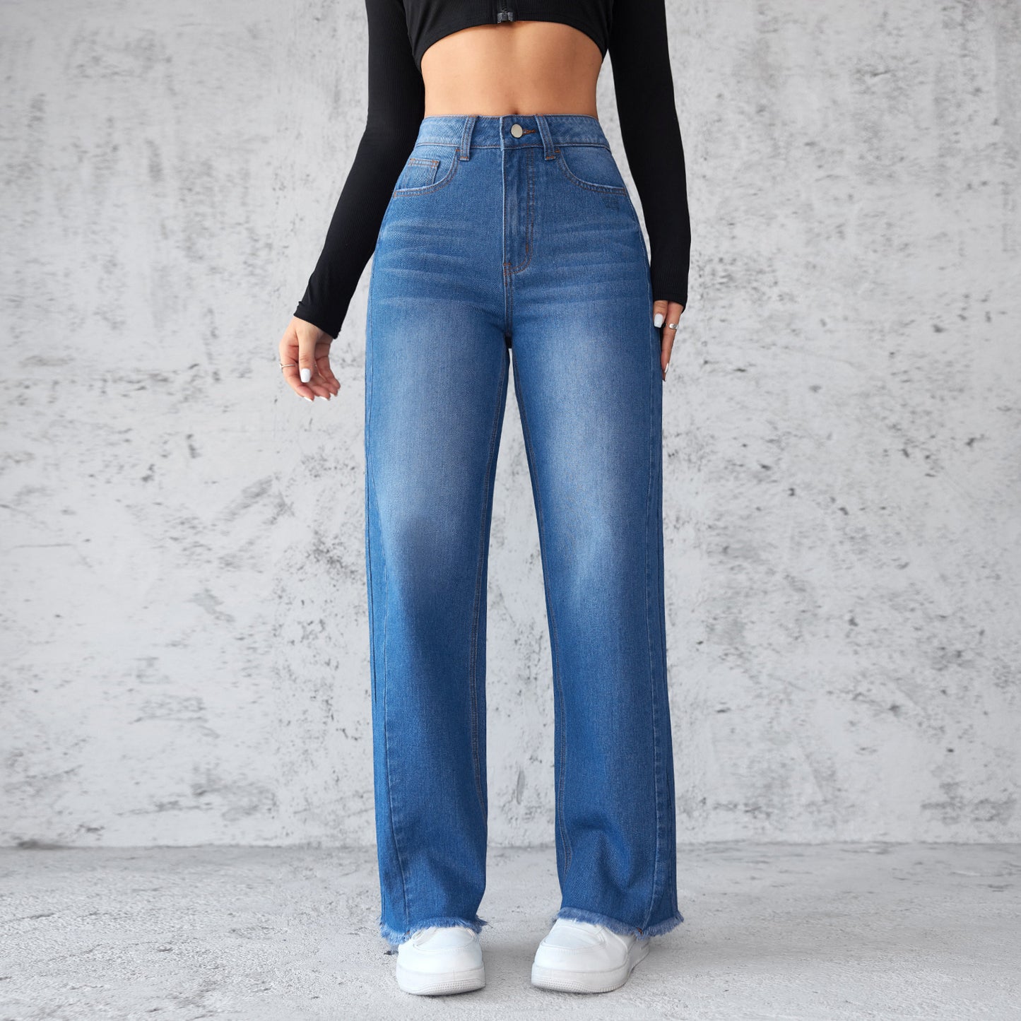 Straight Wide-leg Jeans High-waist