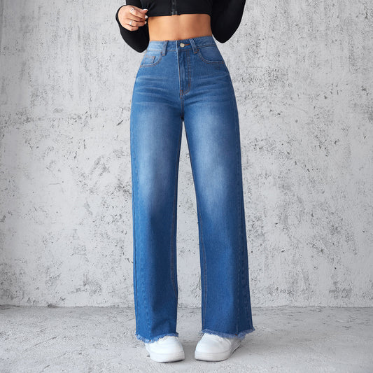 Straight Wide-leg Jeans High-waist