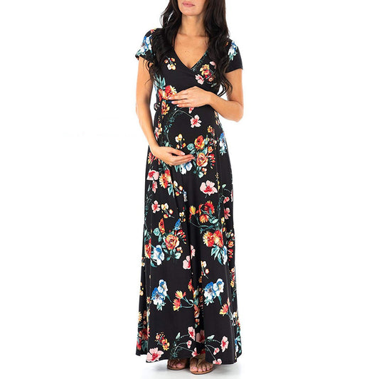 Women's Summer Casual Clothes Maternity Belt Long Dress Skirt