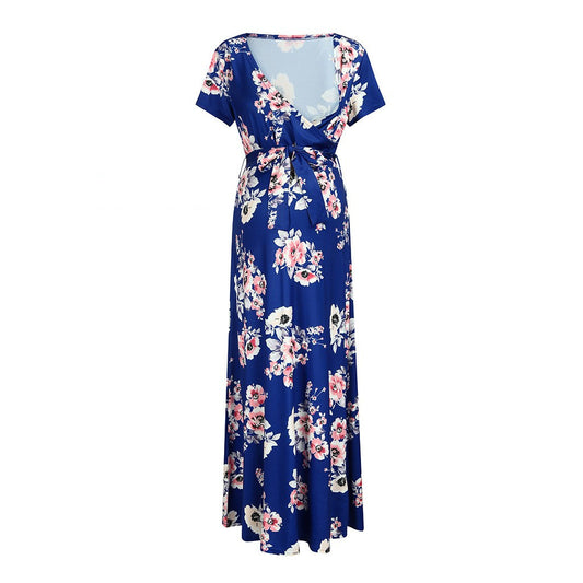 Women's Summer Casual Clothes Maternity Belt Long Dress Skirt