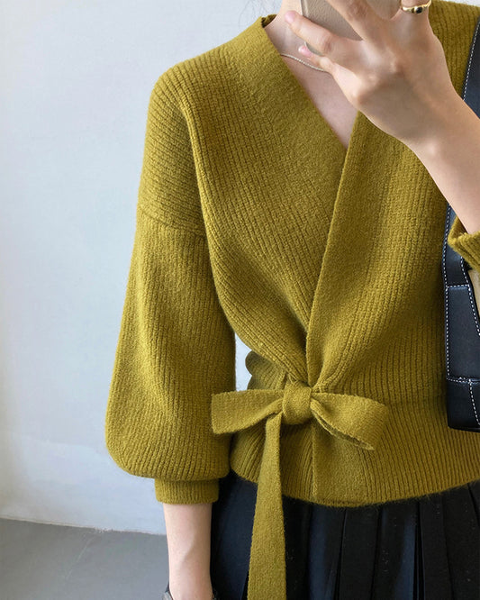 French Retro Knitted Cardigan Womens Sweater