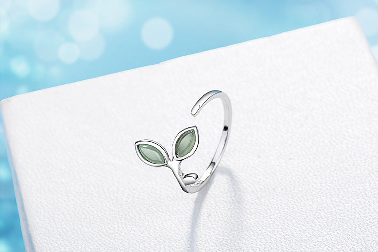 925 Sterling Silver Jewelry Set Earrings Ring Necklace Opal Leaf Bracelet, Womens Summer Jewelry