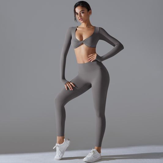 Yoga Clothes Sports Push Up Long Sleeve Workout Clothes Suit