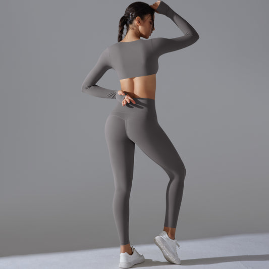 Yoga Clothes Sports Push Up Long Sleeve Workout Clothes Suit