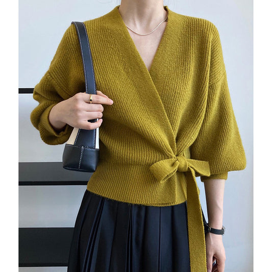 French Retro Knitted Cardigan Womens Sweater