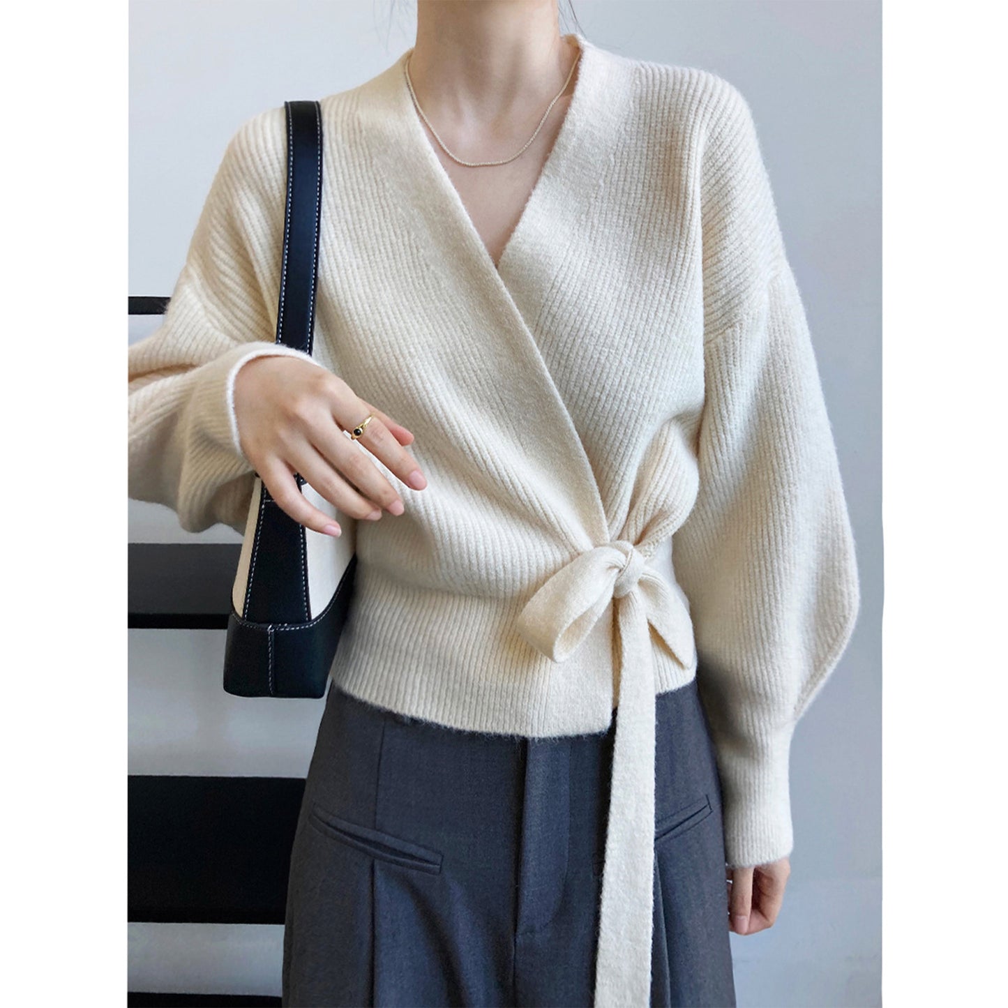 French Retro Knitted Cardigan Womens Sweater
